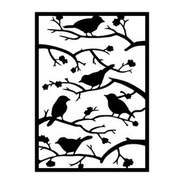 Wallity Tree Branch Birds Escultura de pared de metal negra